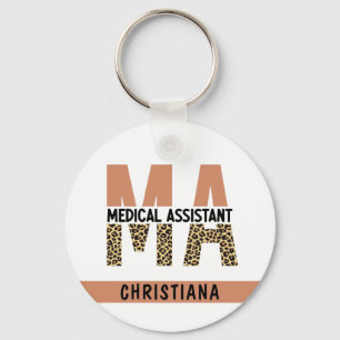 Custom MA Medical Assistant Leopard Print Key Ring