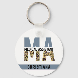 Custom MA Medical Assistant Leopard Print Key Ring