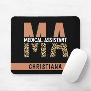 Custom MA Medical Assistant Leopard Print Mouse Pad