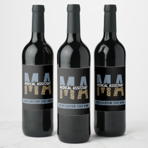 Custom MA Medical Assistant Leopard Print Wine Label