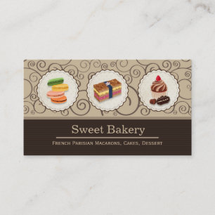 Custom Macaron Chocolate Cupcake Bakery Store Business Card
