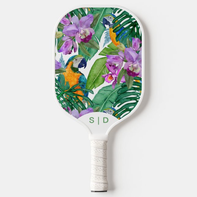 Custom Macaw Orchid Summer Pickleball Paddle (Front)