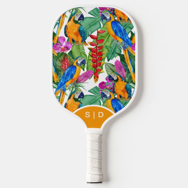 Custom Macaw Orchid White Pickleball Paddle (Front)