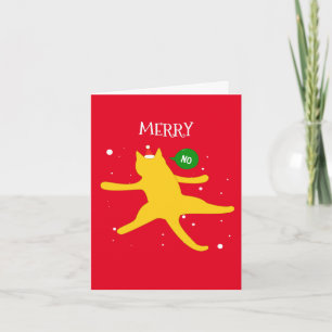 Custom Made Funny Festive Drunk Cat Christmas Holiday Card