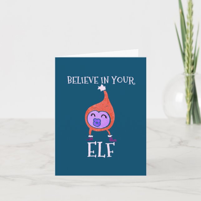Custom Made Funny Self Love Elf Christmas Holiday Card (Front)