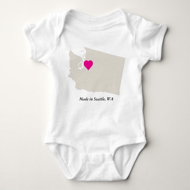 Custom Made In Washington State Love Baby Tee (Front)