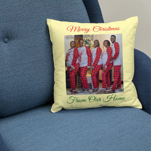 Custom  Made Merry Christmas Holiday Photo Gift Cushion