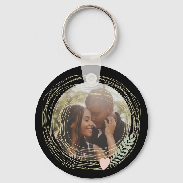 Custom Made Photo Personalised Heart Framed Key Ring (Front)
