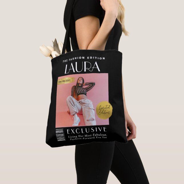 Custom Magazine Cover Bag, Modern Fashion Magazine Tote Bag (Close Up)