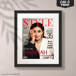Custom Magazine Cover for Her Birthday Poster<br><div class="desc">The perfect gift for the woman in your life! This personalised birthday poster, designed as a customisable magazine cover, is an ideal gift for any age. Tailor it to your liking by editing the text, replacing the photo, and even using Zazzle photo filters. Make it uniquely hers by choosing options...</div>