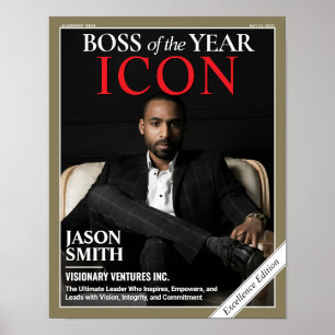 Custom Magazine Cover, Gift for Boss, Best Boss Poster