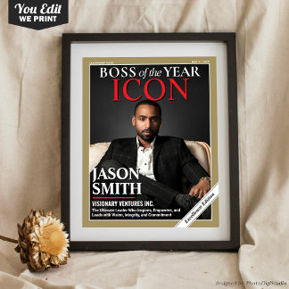 Custom Magazine Cover, Gift for Boss, Best Boss Poster