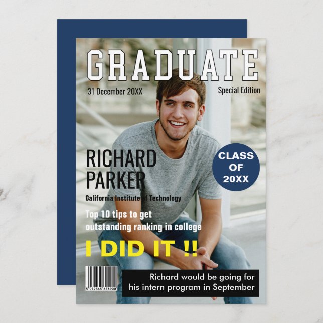 Custom Magazine Style Graduation Announcement (Front/Back)