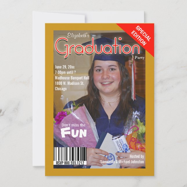 Custom Magazine Style Graduation Party Invite (Front)