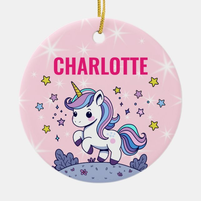Custom Magical Unicorn Personalised Ceramic Ornament (Front)