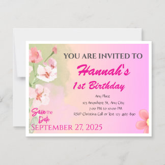 Custom Magnet Card Invitation for Girls