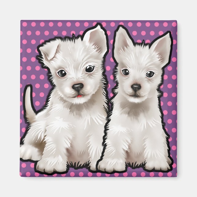 Custom Magnet cute puppy characters. (Front)