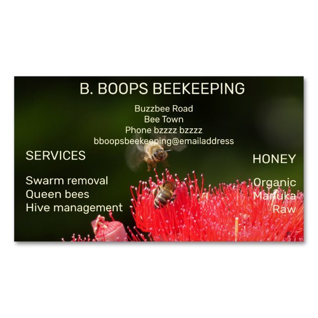 CUSTOM MAGNETIC BEEKEEPER APIARY BUSINESS CARD (Front)