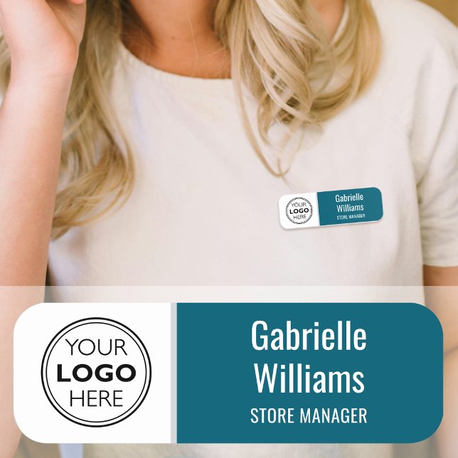 Custom Magnetic Name Tag Logo Employee Teal (Creator Uploaded)