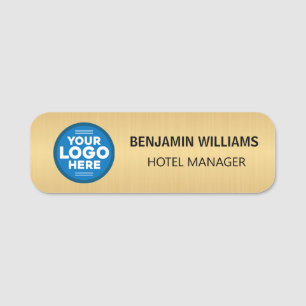 Custom Magnetic or Safety Pin Faux Gold Employee N Name Tag