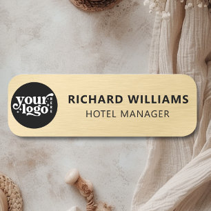 Custom Magnetic or Safety Pin Faux Gold Employee Name Tag