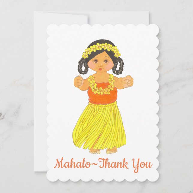 Custom Mahalo - Thank You~Hawaiian Luau Card (Front)