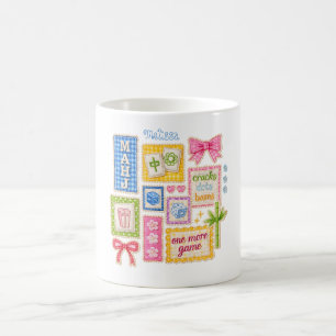 Custom Mahjong Patches Faux Embroidery Coffee Mug