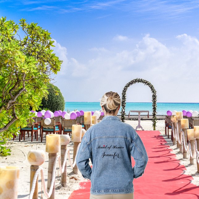 Custom Maid of Honour Wedding Bachelorette Party Denim Jacket (Custom Maid of Honor Wedding Bachelorette Party Denim Jacket)