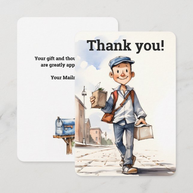Custom Mailman Letter Carrier  Thank You Card (Front/Back)
