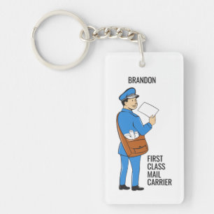 Custom Mailman Retro Letter Carrier Key Ring