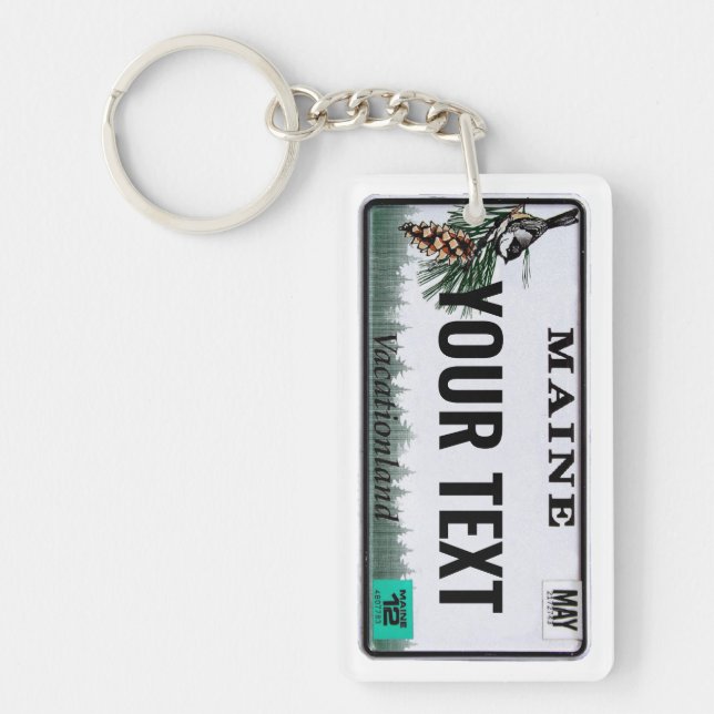 Custom Maine License Text Key Ring (Front)