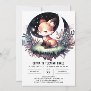 Custom Majestic Fox Birthday digital  Invitation