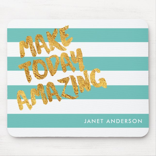 Custom Make Today Amazing Light Teal and Gold Mouse Pad (Front)