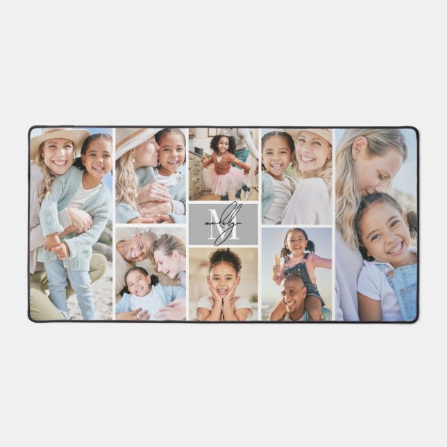 Custom Make Your Own 8 Photo Collage Desk Mat (Front)
