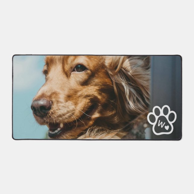Custom Make Your Own Pet Photo Potrait Monogram Desk Mat (Front)