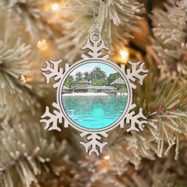 Custom Maldives Christmas Snowflake Pewter Christmas Ornament (Tree)