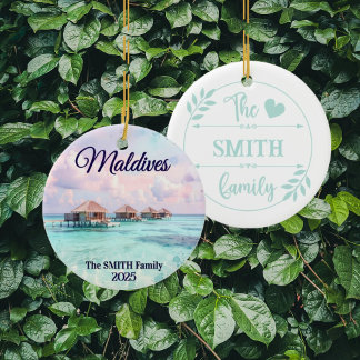 Custom Maldives Family Vacation Ceramic Ornament