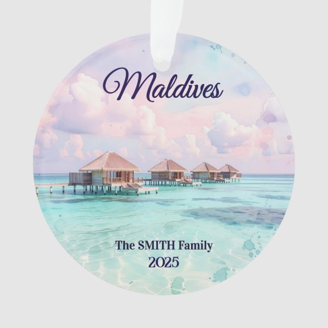 Custom Maldives Family Vacation Ornament (Front)