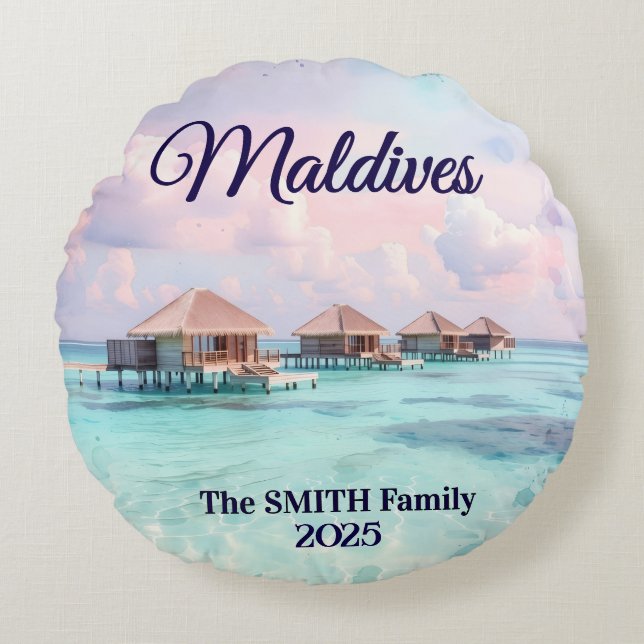 Custom Maldives Family Vacation Round Cushion (Front)