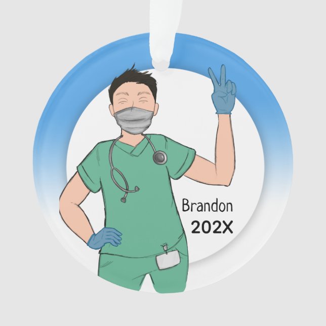 Custom Male Nurses Scrubs Collection Nursing Ornament (Front)