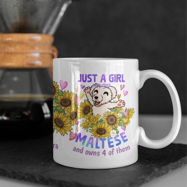 Custom Maltese Lover Sunflower Trainer Floral Coffee Mug (Creator Uploaded)