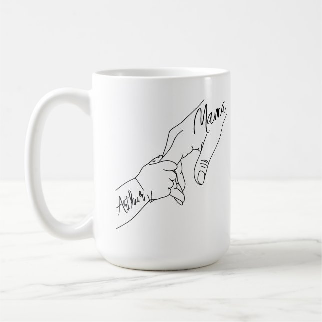 Custom Mama And Kids Holding Hands personalised Coffee Mug (Left)
