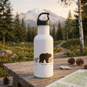 Custom Mama Bear With 2 Kid Names Mothers Day Gift 532 Ml Water Bottle