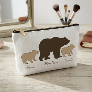 Custom Mama Bear With 2 Kid Names Mothers Day Gift Accessory Pouch