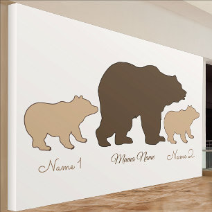 Custom Mama Bear With 2 Kid Names Mothers Day Gift Banner