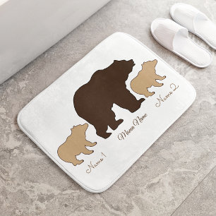 Custom Mama Bear With 2 Kid Names Mothers Day Gift Bath Mat
