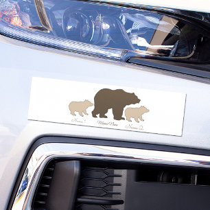 Custom Mama Bear With 2 Kid Names Mothers Day Gift Bumper Sticker