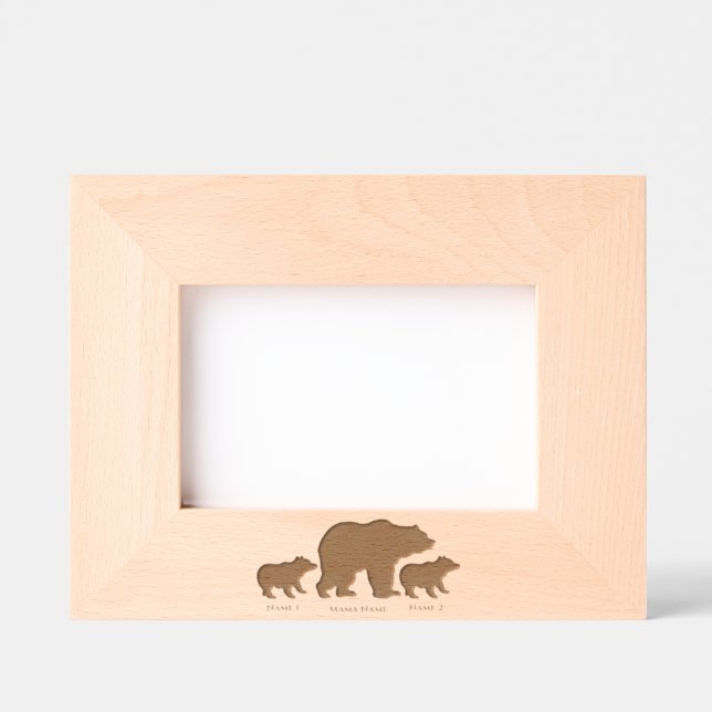 Custom Mama Bear With 2 Kid Names Mothers Day Gift Etched Frames (Front)