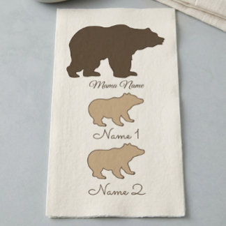 Custom Mama Bear With 2 Kid Names Mothers Day Gift Napkin