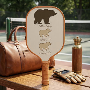 Custom Mama Bear With 2 Kid Names Mothers Day Gift Pickleball Paddle